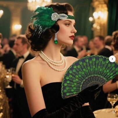 七色刺绣亮片扇 - 孔雀尾亮片中国舞蹈扇，适用于表演、咏春拳、舞台演出和文化舞蹈比赛