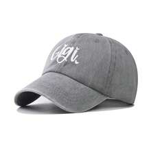 1顶Gigi印花字母水洗棒球帽，简约柔软帽冠复古百搭男女通用遮阳帽 - 彩色 - 查看 12