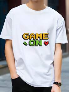 Camiseta de algodón de 180g, camiseta de moda de verano para hombre, top casual estampado, artículo de moda juvenil de gran, adecuada para el transporte diario, salidas informales, versátil para uso en el hogar y paseos al aire libre. Sencilla y sin restricciones, estilo de nicho a, la primera opción para parejas. - Negro - Ver 6