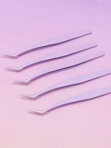 Ayrmilla 紫色睫毛工具套装，含 5 把镊子/1 把睫毛夹，完整便捷，睫毛收纳套装 - 紫色 - 查看 2