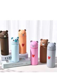 Panda Bear Creative Stationery Pouch Student Supplies Pen Holder Festival Gift Cosmetic Organizer Silicone Portable Pencil Case - Bear Pencil Case - View 7