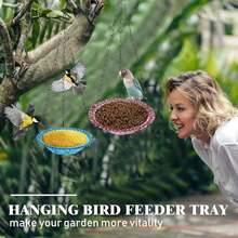 Hanging Bird Baths And Feeders For Outdoors, Plastic Bird Water Bowls For Garden And Yard Use  Hanging Bird Bath Outdoor Birdbath Bowl,Hanging Bird Feeder Tray For Garden,Outdoor Bowl With Tray For Garden, Patio & Backyard Decor - Gift For Bird Lovers - 紫色 - 查看 5