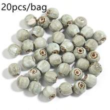 20 piezas/paquete Cuentas de cerámica con esmalte floral, cuentas de cerámica estilo vintage para hacer pulseras, collares, cadenas de teléfono DIY, patrón rayado de sandía de 12 mm - Cuentas de porcelana con esmalte de flores - Ver 10