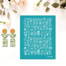 仙人掌/猫/星星图案打印模板，优质纸质材料，适用于软陶DIY、陶瓷、耳环、项链、珠宝制作工具 - 多色 - 查看 4