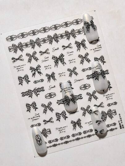 1 miếng dán móng tay nghệ thuật dập nổi 3D, kiểu ren ballet Nhật Bản đang thịnh hành trên , miếng dán trang trí móng tay tự dính.