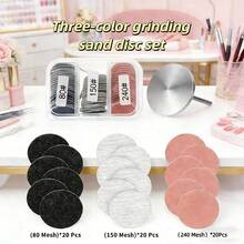 60片/75片装指甲砂带，包含80目、120目、180目三种不同粒度，配1根砂带轴，兼容电动指甲磨机，适用于指甲磨机使用 - 彩色 - 查看 1
