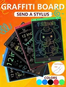 12-Inch LCD Writing Tablet | Reusable, No Blue Light, One-Click Erase Drawing Board, Ideal For Board Games, Perfect As School And Party Gift - Multicolor - View 2