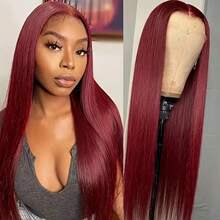 #BUG Burgundy Wig Human Frontal Hair 13x4 HD Lace Front Wigs 200% Density Brazilian Virgin 613 Lace Front Human Frontal Hair Straight Wig Pre Plucked With Baby Hair Blended Hair For Women Daily Party Christmas Use - Bug - View 7