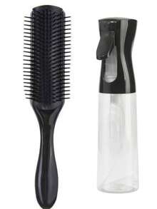 2 pièces Set de brosses, brosse à coussin en nylon à 9 rangées, peigne à queue, convient aux types de cheveux y compris les cheveux bouclés, ondulés, crépus, mouillés/secs/gras/épais/longs. Ce set de brosses comprend une brosse facile à utiliser pour les cheveux bouclés, ondulés, crépus de type 3a à 4c des , convient pour les cheveux mouillés et secs, démêlage facile. Le set comprend également un flacon vaporisateur de 200 ml. - C - Voir 14