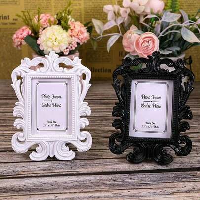 Square Wedding Photo Frame Retro Photo Frame Ornament ID Resin Photo Frame Baroque Photo Holder Frame Photo Prop Wedding Home Decor Gift