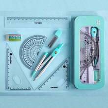 Un conjunto de herramientas de medición de alta calidad: compás, regla, escuadra, juego de herramientas de medición multifuncional, fabricado en metal, kit de dibujo - Kit de dibujo - Ver 13