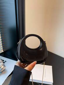 MIYIN 大型亚克力新月形盒形手提包，时尚多功能链条单肩斜挎包，手机耳机袋，情人节、生日、周年纪念日、派对、婚礼、宴会等场合的优雅礼物 - 黑色 - 查看 8