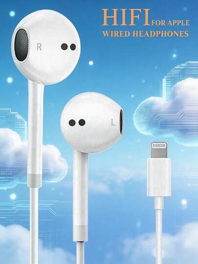 适用于 /Lightning 接口的有线入耳式耳机，带 Lightning 接口的有线 EarPods 耳机，内置遥控器，可控制音乐、通话和音量，兼容 14/13/12/11/XR/XS/X/8/7/SE/Pro/Pro Max，圣诞礼物/家庭礼物