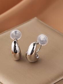 1 Par De Pendientes De Clip De Moda Y Sofisticados Para Mujeres, Con Gota De Agua Metálica, Estilo Simple, Gel De Sílice, Sin Perforaciones, Estilo Europeo Y Americano De Moda, Regalo De Cumpleaños Perfecto - Nuevo clip amarillo dorado - Ver 8