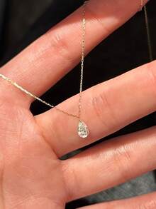1件优雅简约吊坠项链，镶嵌水滴形锆石，女士日常配饰，礼品 - 項鍊 - 查看 3