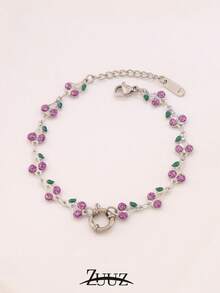 1pc Fashion Stainless Steel Bracelet Spring Buckle Bracelet For Women Jewelry Red Cherry Chain Bracelet For Daily Decoration Best Friend Gifts - Bracelet - View 15