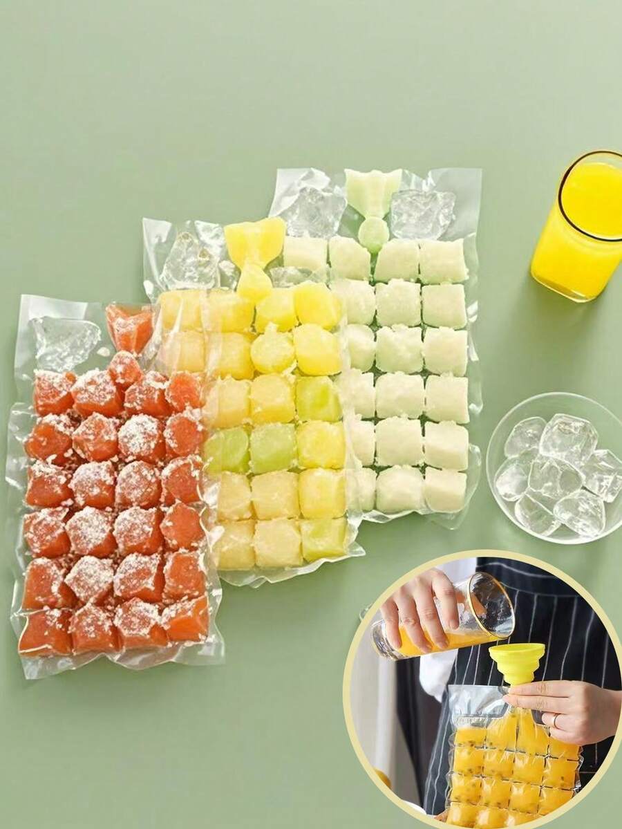 自封冰袋 - 带硅胶漏斗,低温下也能密封,DIY冰袋和食品包装袋,派对厨房礼品袋,返校学生喜爱的单次冰袋,水果碎冰袋,自封透明冰袋,适用于水果、果汁、牛奶、咖啡,旅行必备,储物,露营,厨房配件 - 查看 1