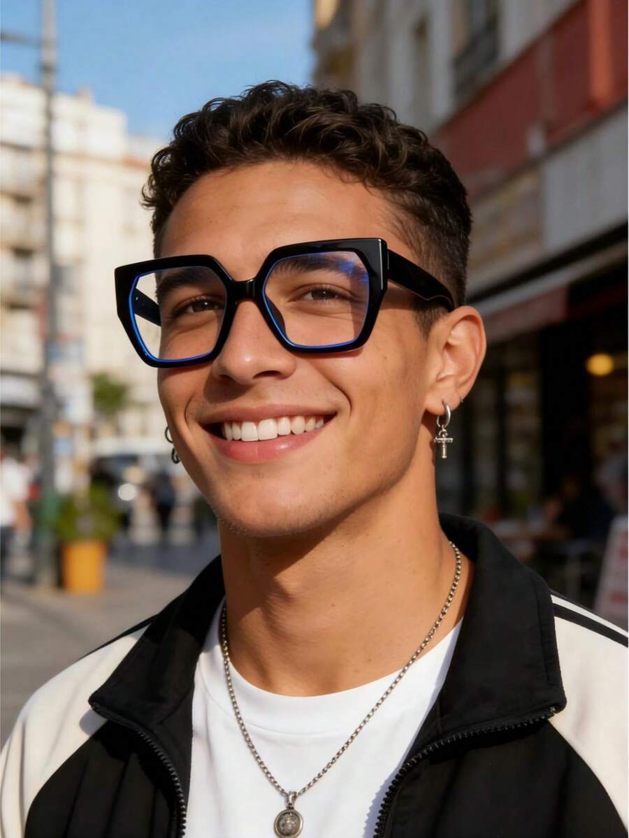 1件男士特大号方巾，适合日常穿着 - 黑色 - 查看 1