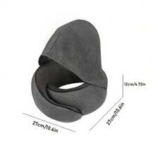 Fashionable, Convenient, Soft Travel Neck Pillow U-Shaped | Ergonomic Airplane Cervical Pillow, Compact And Portable, With A Light-Blocking Hood Design, Easy For Resting, Comes With A Storage Drawstring Bag, Suitable For Airplanes, Hotels, Commuting, Satin Polyester - A - 查看 3