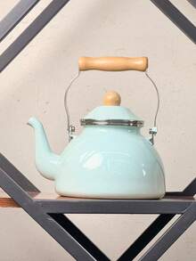 1 件北欧风格哨子珐琅木柄水壶，多功能四季耐用耐高温茶壶、咖啡壶、冷水壶、奶茶壶、牢不可破的油壶，极具吸引力的特殊炉边茶壶，清新家居桌面装饰，生日、节日聚会、户外露营、野餐便携式水瓶的特殊饮具 - 鳴笛壺 - 查看 15