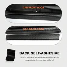 New-  4 PCS Car Door Sill Tectors, 5D Carbon Fiber Anti-Scratch Auto Door Entry Guard Scuff Plate Cover, Waterof Bumper Guard Threshold Cover Strips For Vehicle Front Rear Doors (Black, 5D) - Black 5D - View 3