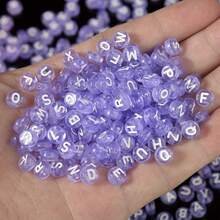 100/300/500/Pcs 4x7mm Round Acrylic Light Purple Letter Beads A-Z Mixed Loose Beads For DIY Bracelet Necklace Keychain - Purple - View 2