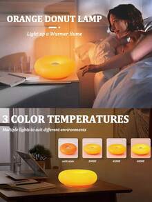 Donut Shaped USB LED Table Lamp, Orange Ambient Night Light, Silicone Dimmable Desk Lamp For Bedroom Bedside Living Room - Multicolor - View 1