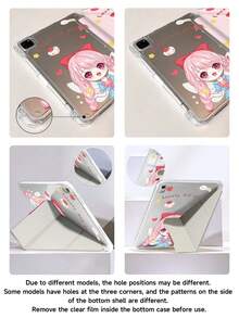可爱女孩图案平板电脑保护套，兼容 iPad Air 11 英寸 M3 2025 / M2 2024、Air 第五代 2022、(A16) 11 英寸第十一代 2025，兼容三星 Galaxy Tab、Kindle Paperwhite 第十二代 2024，透明背壳，时尚图案保护套，自动睡眠/唤醒功能，气囊保护，适合作为儿童礼物 - 彩色 - 查看 6