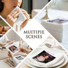 15–500pcs Custom Birthday Napkins, 3-Ply Personalized Party Napkins With Picture, Clear Printing, Elegant Party Napkins, Perfect Party Decoration For Milestone Birthday Party, Ideals Disposable Dessert Napkins For Couple, Lover, Family, And Friend, Customized Cocktail Napkins - White - View 7