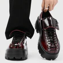 Men's Thick-Soled Workwear Casual Lace-Up Fashion Shoes 2026 New Large-Toe Derby Shoes - 紅色 - 查看 2