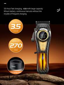 Kemei Bộ máy cắt tóc chuyên nghiệp KM-2242 bán chạy dành cho nam giới, máy tỉa râu không dây sạc USB với pin lithium 4500mAh, máy tỉa tóc điện chất lượng cao 9000 vòng/phút có màn hình hiển thị, 1 chiếc. - Xem 9