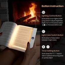 Rechargeable LED Flat Book Light, Suitable For Bedtime Reading, 3 Color Temperatures, Timer Function, 2026 Upgraded Dimmable Panel Book Light For Full Page Illumination, Gift For Book Lovers - 3-tone Lighting - View 10
