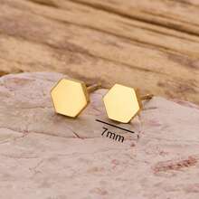 1 Pair Minimalist Fashion Hexagonal Stainless Steel Geometric Stud Earrings - GED815 - View 6