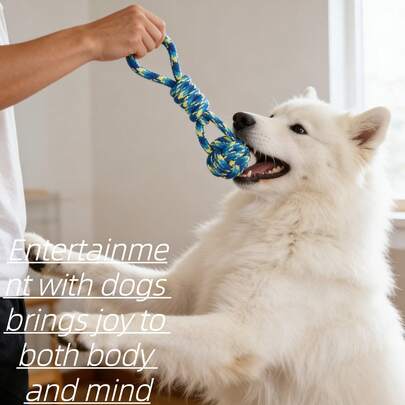 Blue & Yellow Chew-Resistant Cotton Rope Dog Toys Set, Handmade Knotted Ball Tug Of War Toys For Medium/Large Dogs Like Shiba Inu & Golden Retriever, Dental Care & Boredom Relief Training Supplies, Outdoor Interactive Tug Chew Toys