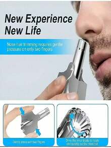 Manual Stainless Steel Nose Hair Trimmer For Men, Painless & Washable Precision Trimming Tool, Battery-Free Manual Nose Hair Clipper - Bạc - Xem 7
