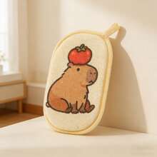 2只卡通动物图案沐浴手套，去角质，柔软亲肤，舒适清洁，按摩肌肤，温和无痛清洁用品 - 彩色 - 查看 3