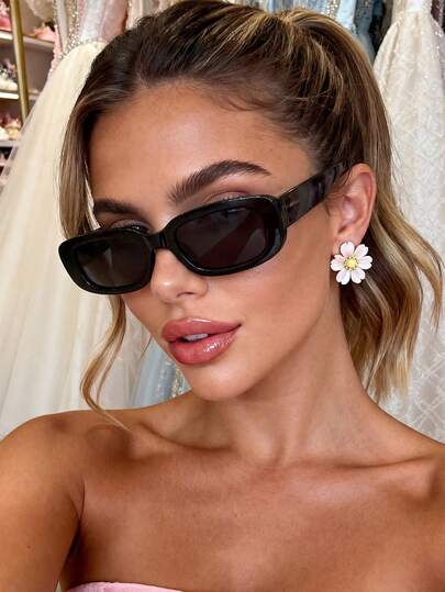 1 Pair Unisex Rectangular Black Fashion Glasses, Hip-Hop Stylish Luxury Designer, Suitable For Weddings, Parties, Music Festivals, Concerts, Gifts