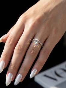 Bông tai đính đá Princess Crown 0.5 carat và Moissanite bằng bạc Sterling 925, kiểu dáng thanh lịch, sang trọng, thích hợp làm quà tặng đính hôn/cưới, quà sinh nhật, kỷ niệm cho bạn thân, trang sức cưới. - Nhẫn Moissanite vương miện-0,5ct - Xem 4