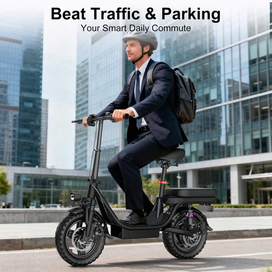 The ZEFIORA Features A Powerful 740W Motor And Shock Absorbers On Both Sides Of The Rear Wheel For A Stable Riding Experience. It Has A Top Speed Of 22 Mph (Approximately 35 Km/H), Comes With A Full Set Of Lockouts And A Phone Holder, An Adjustable Seat, And A Folding Handlebar Suitable For Adults And Teenagers. - S10 - Black 15Ah - View 1