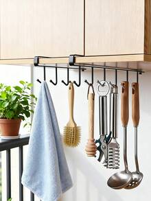 6 Hook Coffee Cup Mug Holder Black White Hooks Shelf Multifunction Kitchen Cabinet Sundries Organizer Storage Hanger - One Size Fits All - View 5