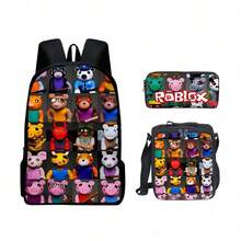 3D Game Backpack Set - New Year Gift For Pupils, Large Capacity School Bag With Lunch Bag - 34 - 查看 4