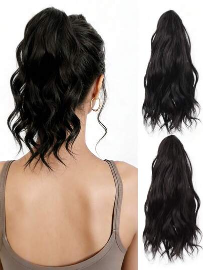 10-Inch Synthetic Wig Ponytail Women's Mid-Length Short Curly Hair Strap Style Curly Big Wave Wig Piece,Hair Accessory