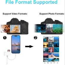 二合一 SD 卡读卡器适配器，配备 Lightning 和 USB-C 接口，兼容 SD/TF/USB 卡，适用于 17/16/15/14/13/12、S24/S23/S22/S21/S20 Ultra Plus 和相机系列，数据传输速度快。 - 查看 7