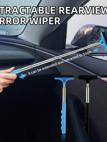 Durable Choice | Stainless Steel Retractable Windshield Wiper, Efficient Water Removal, Car Rearview Mirror Glass Cleaning Assistant - Car Rearview Mirror Wipers - View 6