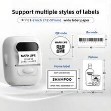 Marklife P50 Label Maker- Thermal Label Printer, Four Colors Are Available For Selection, Portable Label Makers For Product, Address, Small Business, Sticker, Home, DIY, Compatible With Android, IOS & Windows, With 1 Roll 50*80mm Label Sticke - Multicolor - View 6