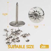 Tacks For Furniture 7/16\ Vintage Furniture Tacks Nails For Upholstery 200pcs Decorative Tack For Furniture DIY Silver Thumb Sofa Nails Furniture Tacks - 銀色圖案 - 查看 7