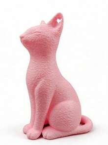 优雅的北欧流线型猫咪摆件，心形耳朵和毛绒质感，站立姿势 - 1PC - 查看 8