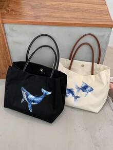 Vibrant Lemon Print Reusable Tote Bag, Women's Handbag With Dual Handles For Shopping, School, Commuting, Outdoor Use, Roomy Shoulder Bag, Ideal Gift For Friends, Teachers, Holidays And Vacations - Multicolor - View 2
