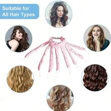 1pc No Heat Curling Headband, Soft Curl Hair Band, No Heat Curling, Sleep Curling, Gentle Hair Care, Suitable For Long Hair, Can Create Big Waves, Gentle Overnight Curling, Soft Satin Sleep Curl Foam, Curling Styling Tool (Black/Blue/Pink), Salon & Travel Essential, Home Sleep Bath Decor Daily Soft Hair Care, Hair Accessory For Barber Salon Beauty Travel Essential,Hair Products, Home Sleeping Bath Decor Hair Styling Kit Hair Tool Kit,Summer,Holiday - Multicolor - View 9