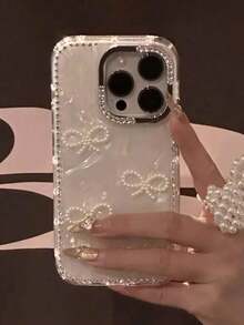 1pc Luxury Electroplated Rhinestone Edged Shiny Star Transparent Full Body Shockproof Phone Case, Compatible With IPhone 17/17 Air/17 Pro/17 Pro Max, 16, 16 Pro, 16 Plus, 16 Pro Max, 15, 14, 14 Pro Max, 13, 12, 11 - 彩色 - 查看 2